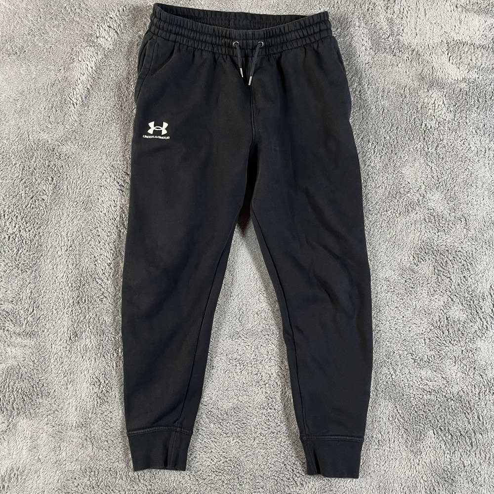 Under Armour Sweatpants Mens Medium Black Fleece Lined Elastic Waist Tapered Leg